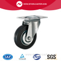 Braked Plate Swivel Metal Core Black Rubber Wheels